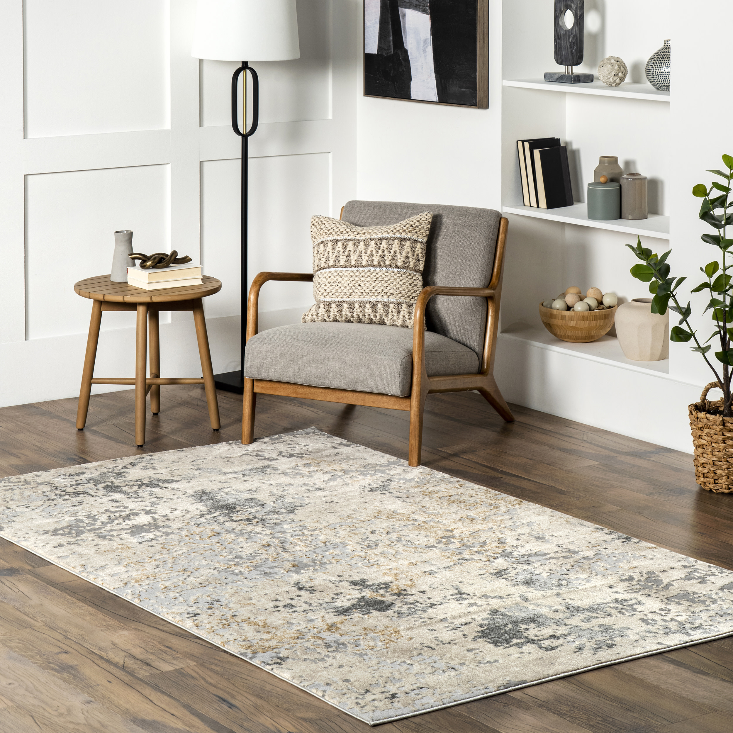 nuLOOM Chastin Modern Abstract Beige 5' x 8' Modern Area Rug